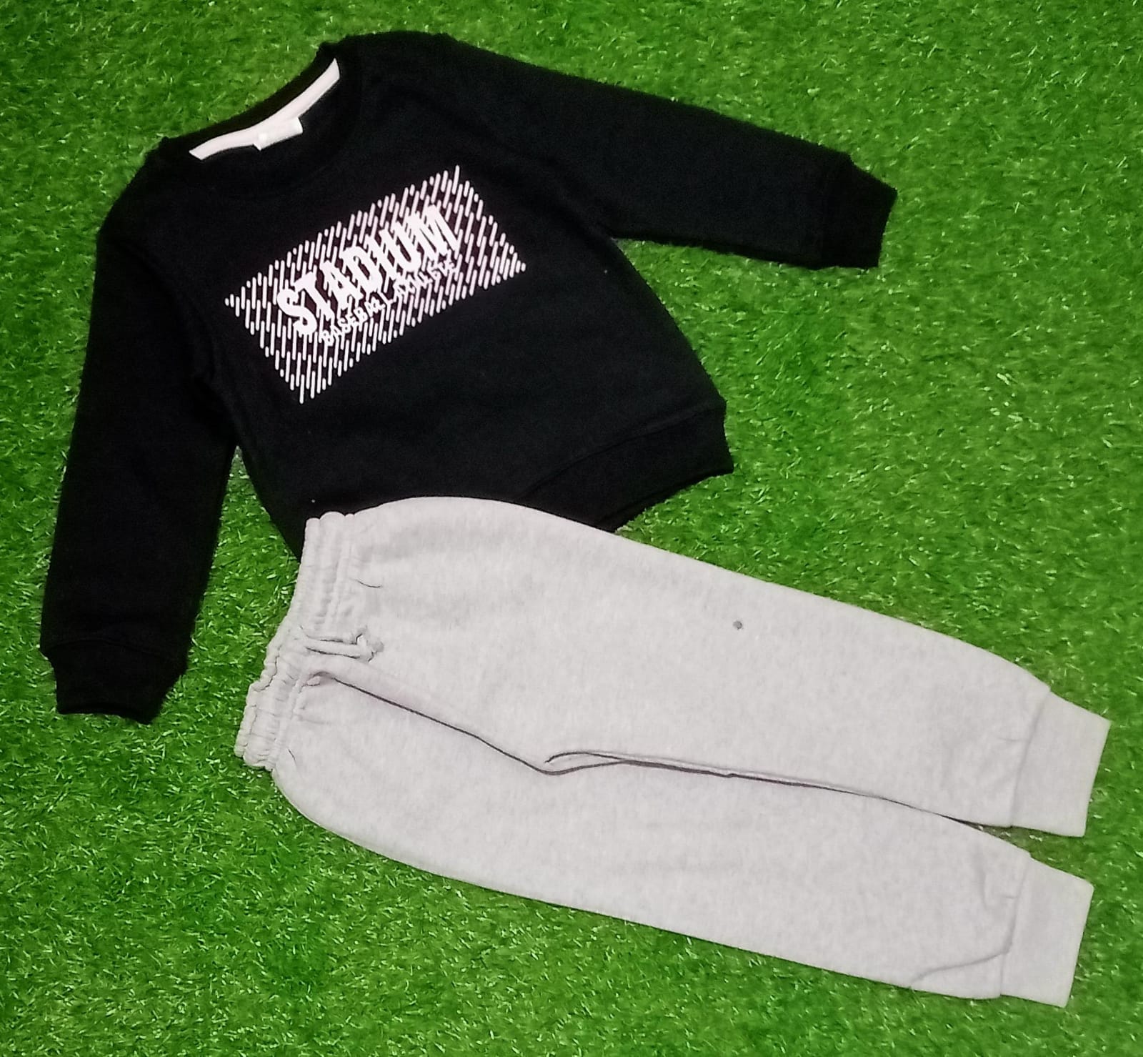 Kids Black Sweatshirt & Grey Jogger Set | Winter Outfit for Boys & Girls