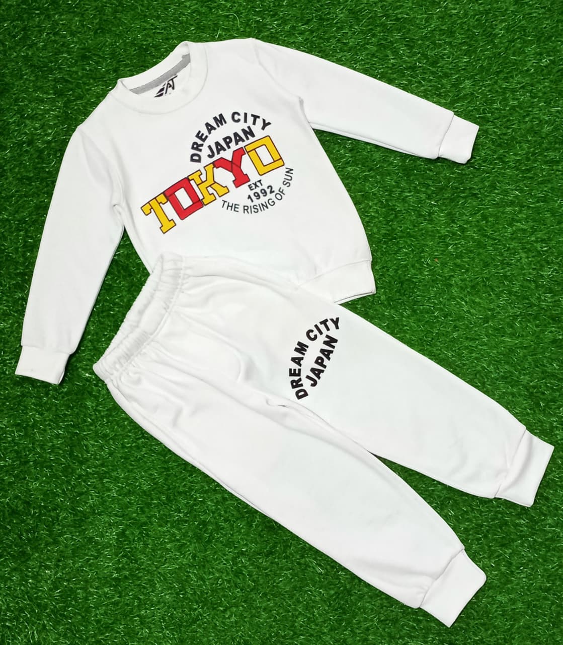 Kids White Sweatshirt | Tokyo Japan Print Winter Outfit for Boys & Girls