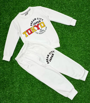 Kids White Sweatshirt | Tokyo Japan Print Winter Outfit for Boys & Girls