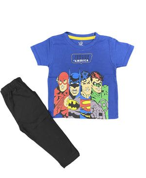 Justice League America Blue T-Shirt & Trouser Set