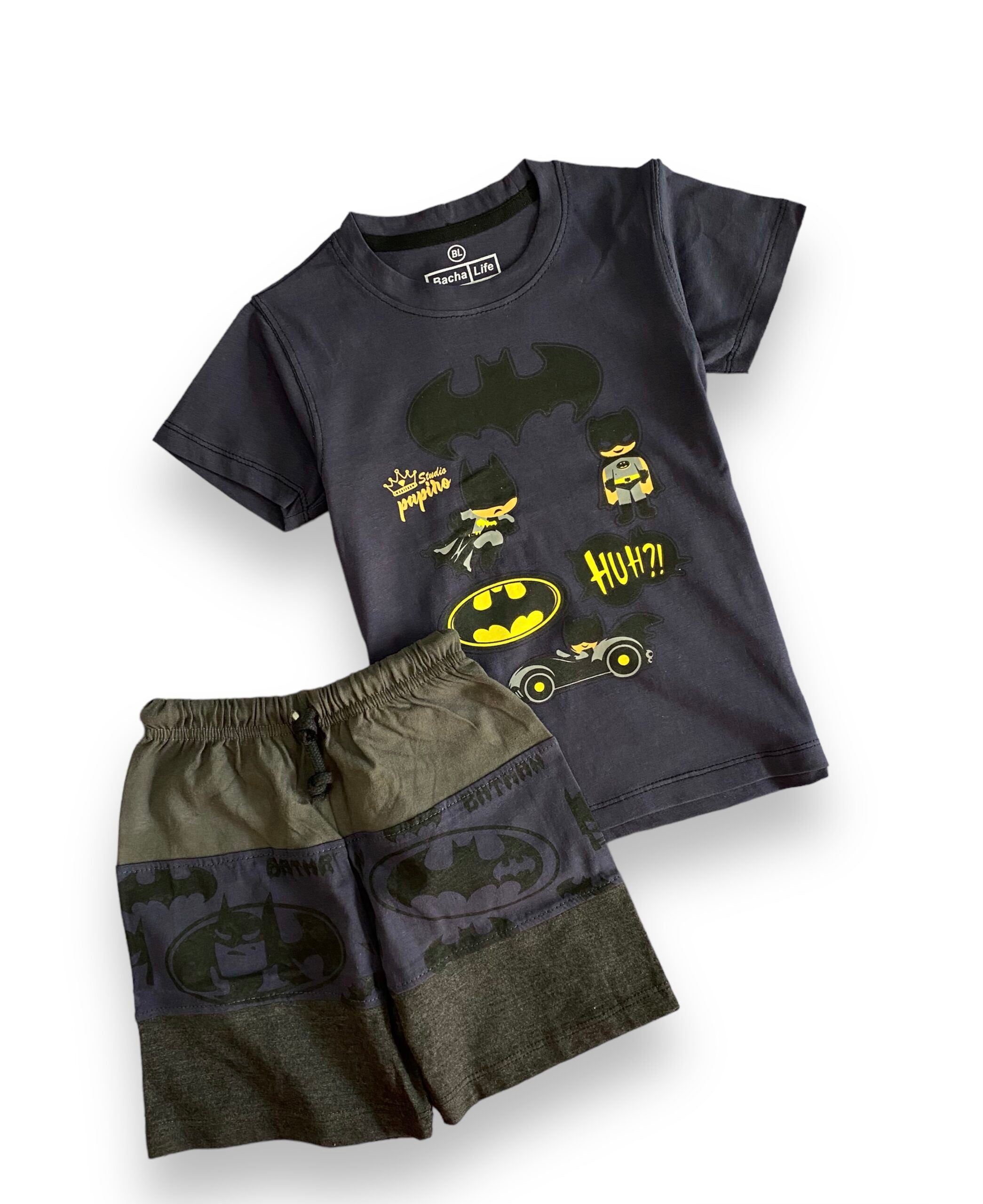 Gotham Adventure - Navy Blue Batman Shirt and Short Set for Boys