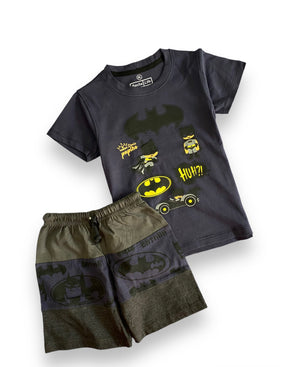 Gotham Adventure - Navy Blue Batman Shirt and Short Set for Boys