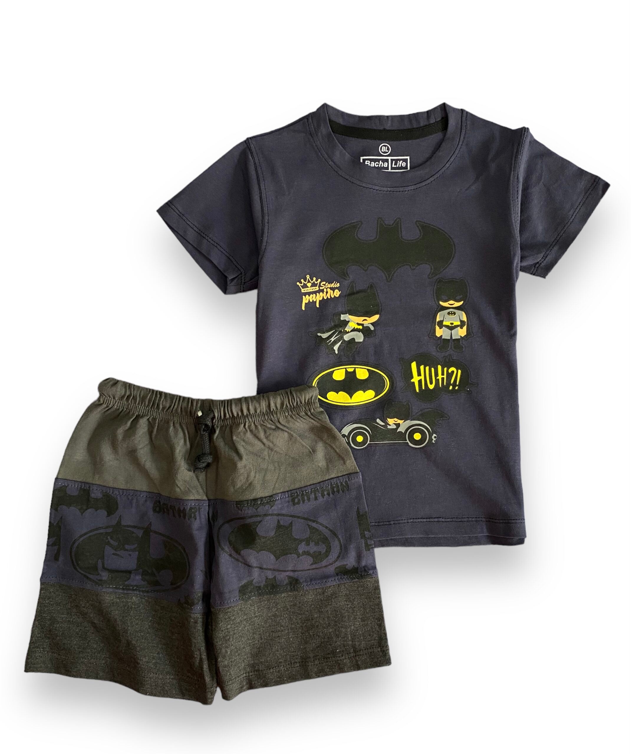 Gotham Adventure - Navy Blue Batman Shirt and Short Set for Boys