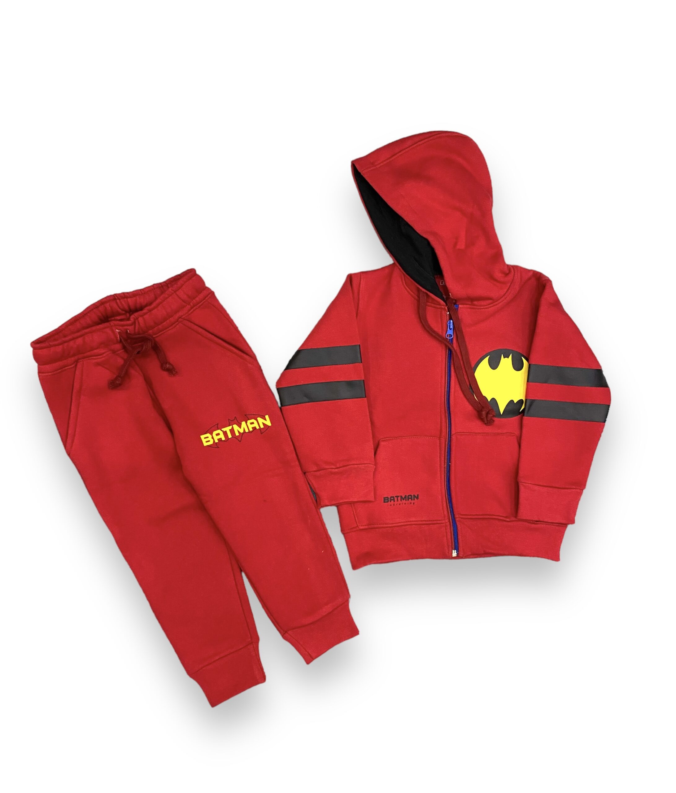 RED Batman || Zipper Hoodies Winter Tracksuits || Over FLEECE || Two sides pockets