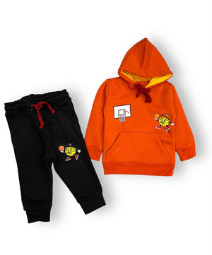 Dark  Orange Basket ball 🏀 || Hoodies Winter Tracksuits || Over FLEECE || Two sides pockets