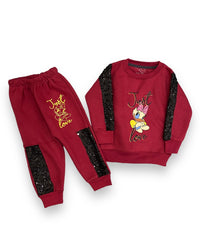 Sequin Net || Just Love Daisy Duck || Beautiful Maroonish Red || Winter Set Warm & Soft Winter Fabric