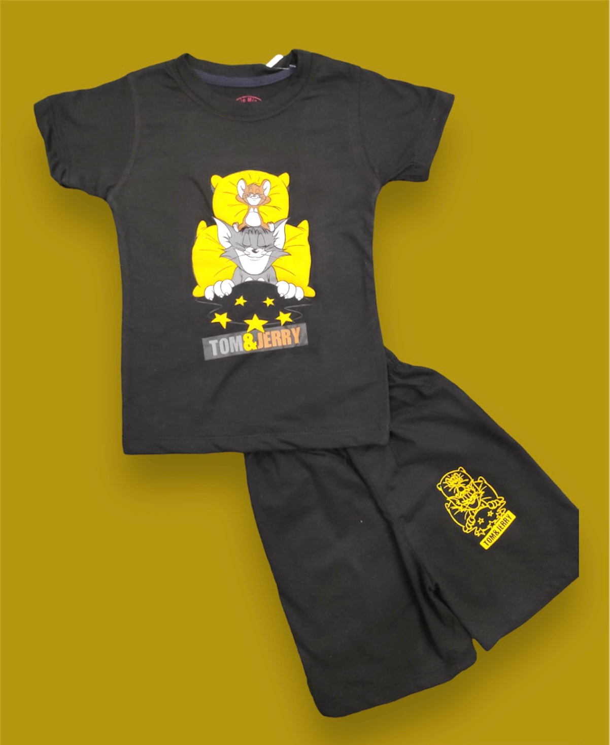 Tom and Jerry Boys' Summer Black Shirt and Shorts Set
