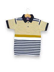 Striped Collar Summer Polo Shirt (Mustard & Black)
