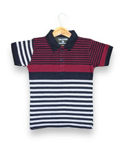 Striped Collar Summer Polo Shirt (Red & Black)