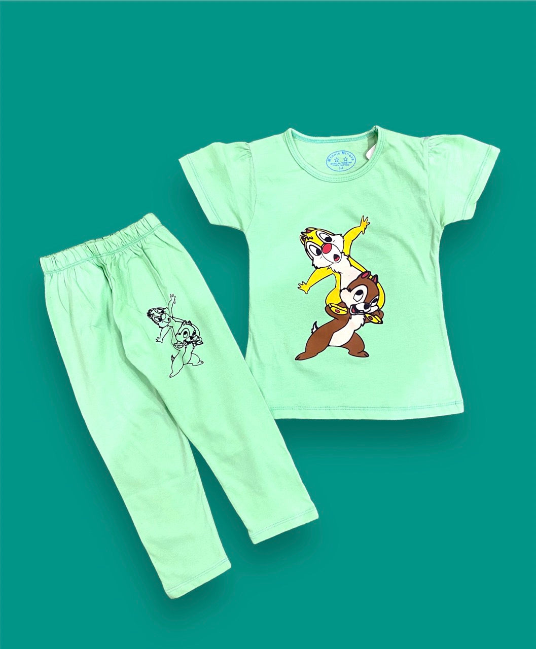 Green  Bunny  T-Shirt & Trouser Summer Duo Premium pair for Girls