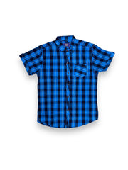 Blue and Black Check Formal Half Sleeve Shirt for Boy
