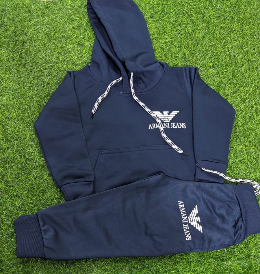 Armani || Navvy Blue Hoodie Set  || Premium Quality || Soft Winter Beautiful Set