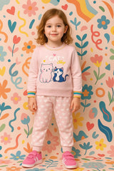 Girls Cat Print  Winter Tracksuit