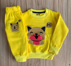 Yellow Cute Cat Meow Beautiful Winter Set Soft Winter Fabric